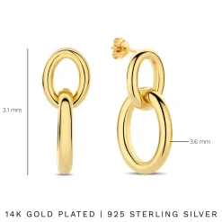 Bibbiena Poppi Adriane 925er Sterlingsilber vergoldet Tropfenohrringe mit 14 Karat Vergoldung|Parte di Me Discount