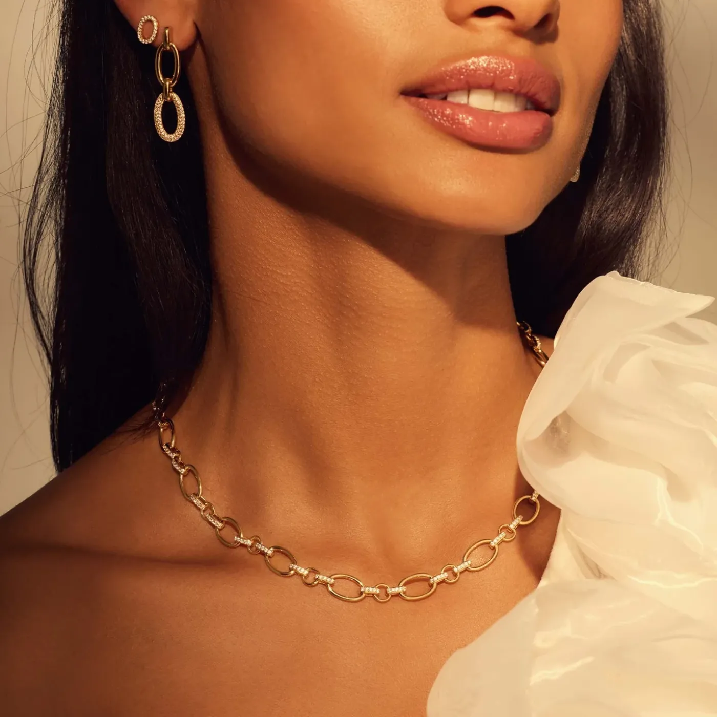 Bibbiena Poppi Clara 925 Sterling Silber vergoldetes Gliedercollier mit Zirkoniasteinen|Parte di Me Best