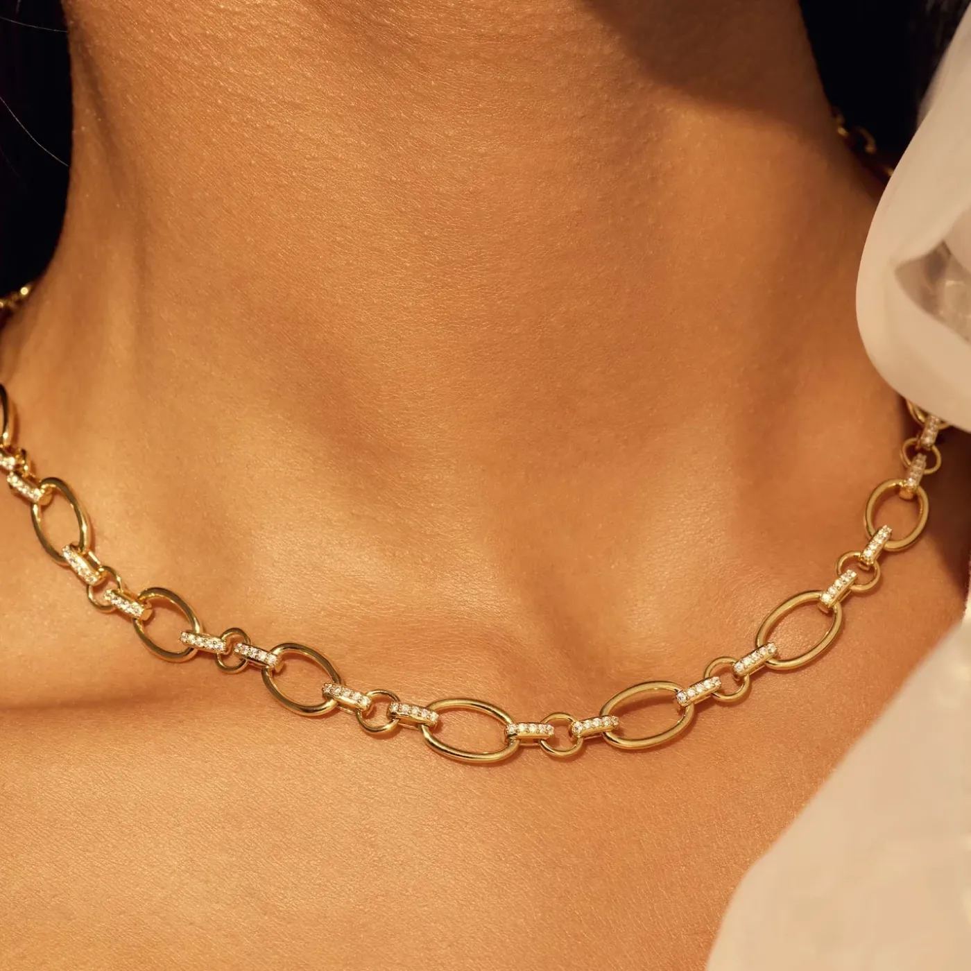 Bibbiena Poppi Clara 925 Sterling Silber vergoldetes Gliedercollier mit Zirkoniasteinen|Parte di Me Best