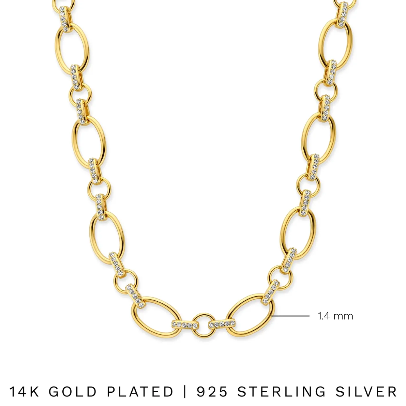 Bibbiena Poppi Clara 925 Sterling Silber vergoldetes Gliedercollier mit Zirkoniasteinen|Parte di Me Best