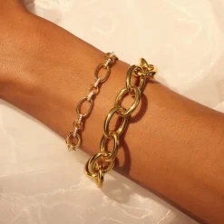 Bibbiena Poppi Clara 925 Sterling Silber vergoldetes Gliederarmband mit Zirkoniasteinen|Parte di Me Online