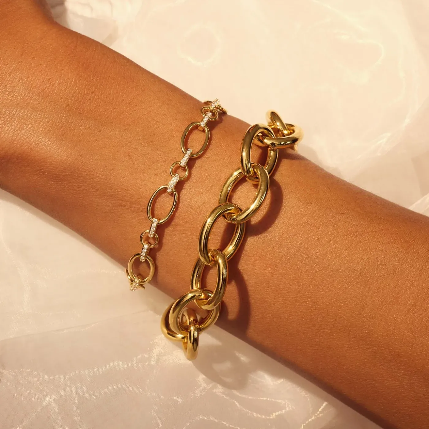 Bibbiena Poppi Clara 925 Sterling Silber vergoldetes Gliederarmband mit Zirkoniasteinen|Parte di Me Online