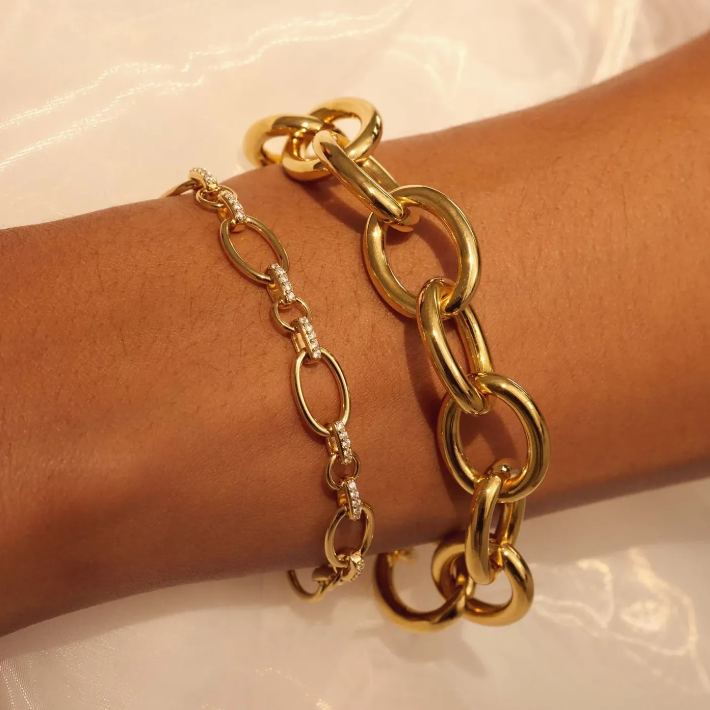 Bibbiena Poppi Clara 925 Sterling Silber vergoldetes Gliederarmband mit Zirkoniasteinen|Parte di Me Online