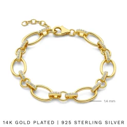 Bibbiena Poppi Clara 925 Sterling Silber vergoldetes Gliederarmband mit Zirkoniasteinen|Parte di Me Online