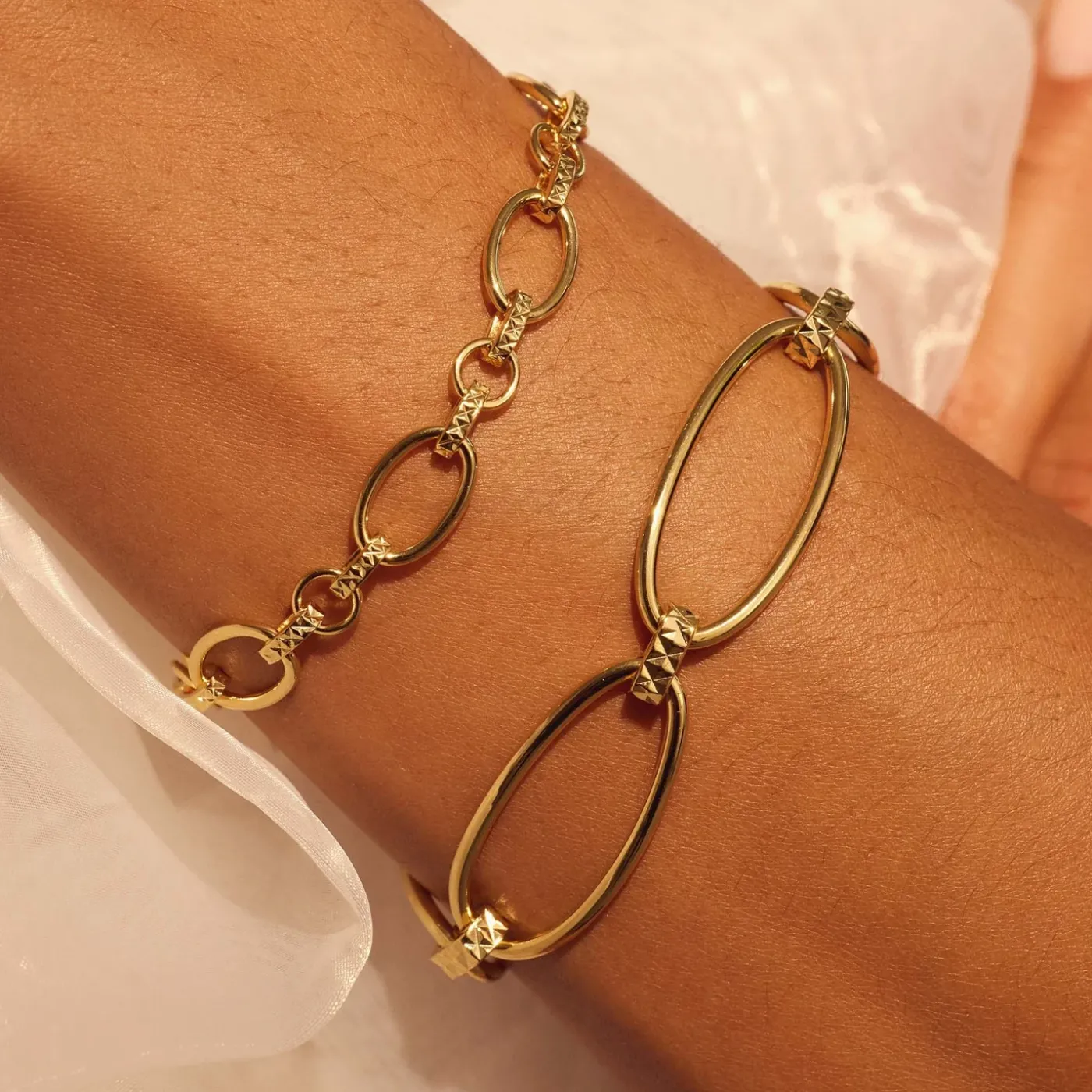 Bibbiena Poppi Clara 925er Sterlingsilber vergoldetes Gliederarmband mit 14 Karat Goldplattierung|Parte di Me Clearance