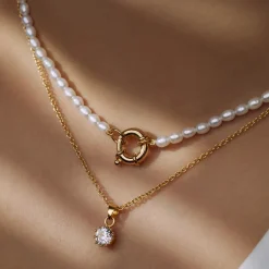 Brioso Cortona Bella 925er Sterlingsilber vergoldet Perlenkette mit 14 Karat Vergoldung|Parte di Me Hot