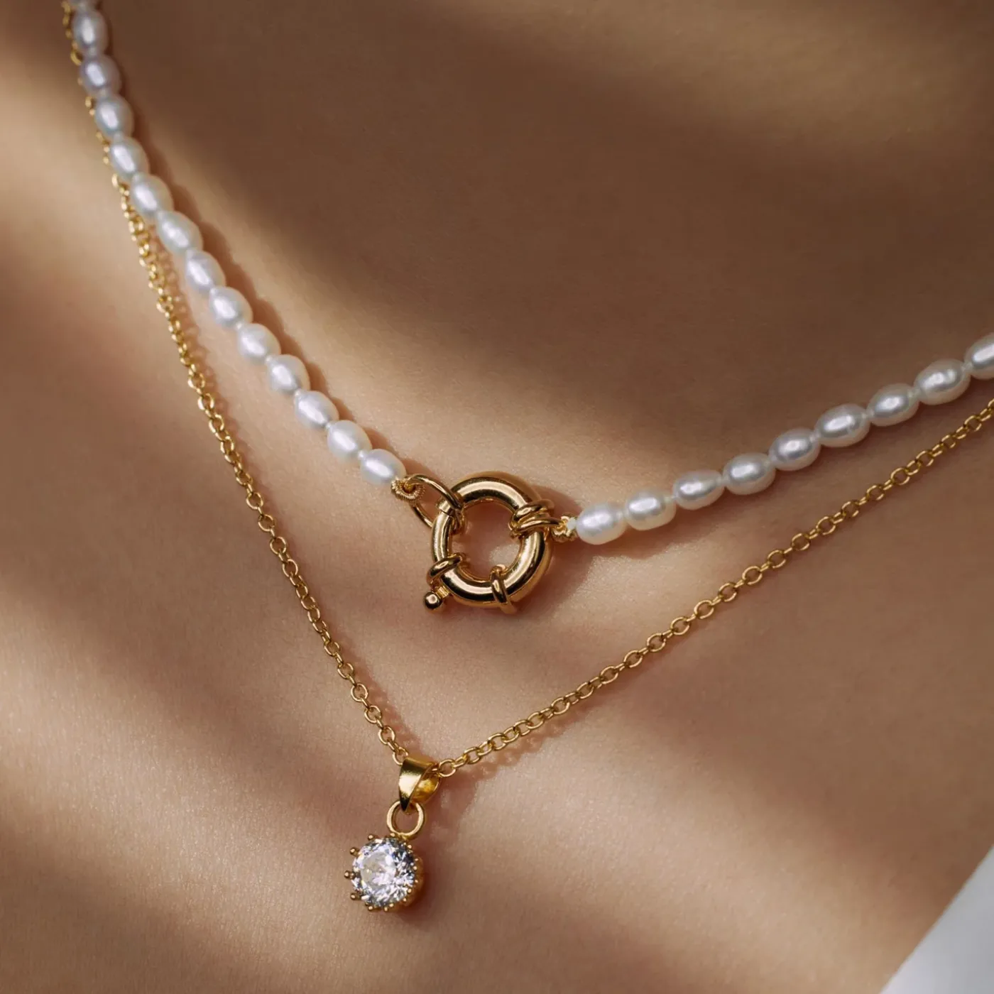 Brioso Cortona Bella 925er Sterlingsilber vergoldet Perlenkette mit 14 Karat Vergoldung|Parte di Me Hot