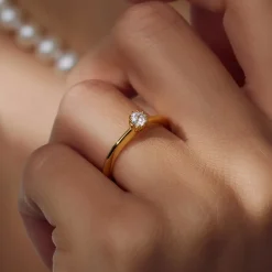 Cento Luci Mila 925er Sterlingsilber vergoldeter Ring mit Zirkoniastein|Parte di Me Discount