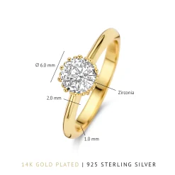 Cento Luci Rosia 925 Sterlingsilber vergoldeter Ring mit Zirkoniastein|Parte di Me Hot