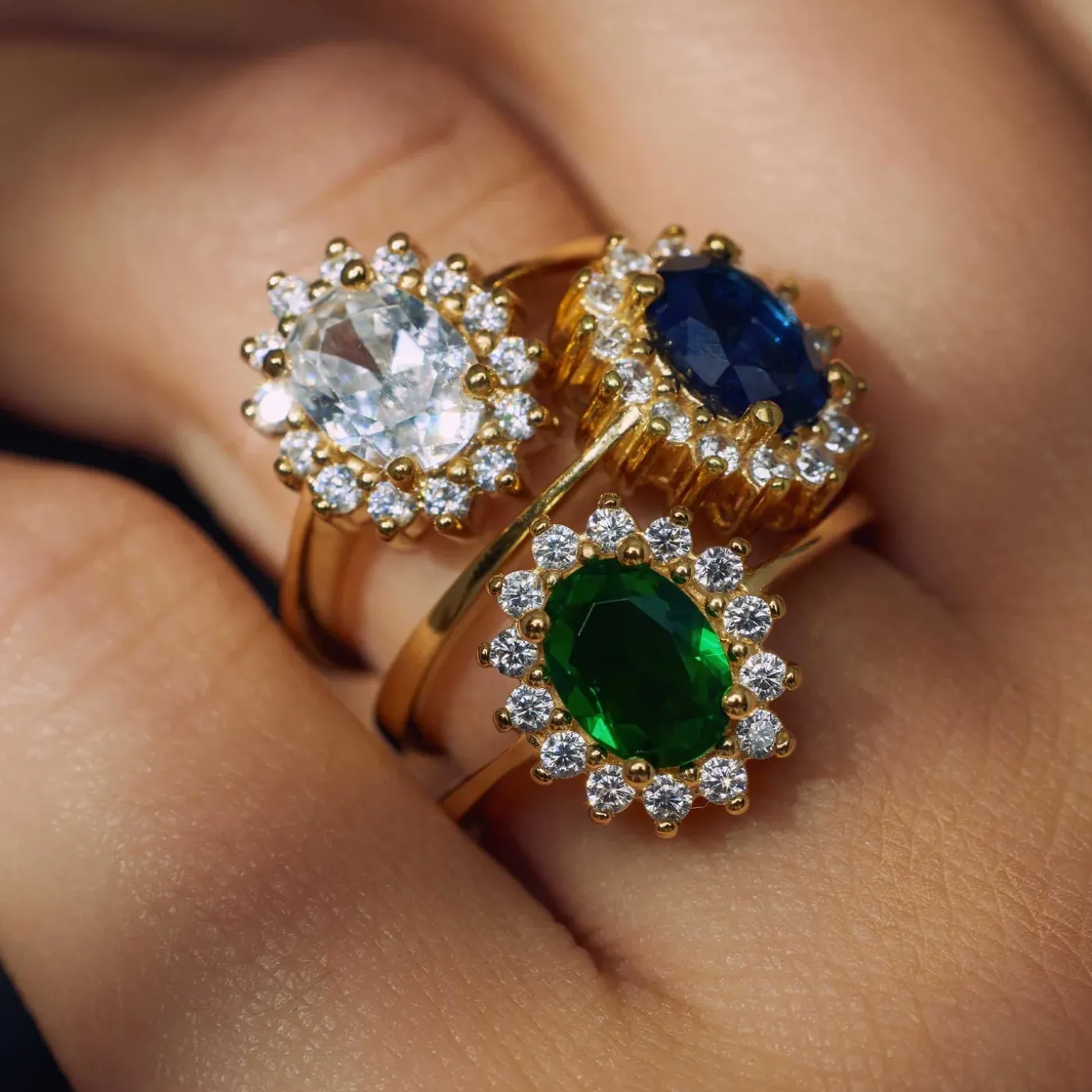 Mia Colore Azure 925 Sterlingsilber vergoldeter Ring mit blauem Zirkoniastein|Parte di Me Online