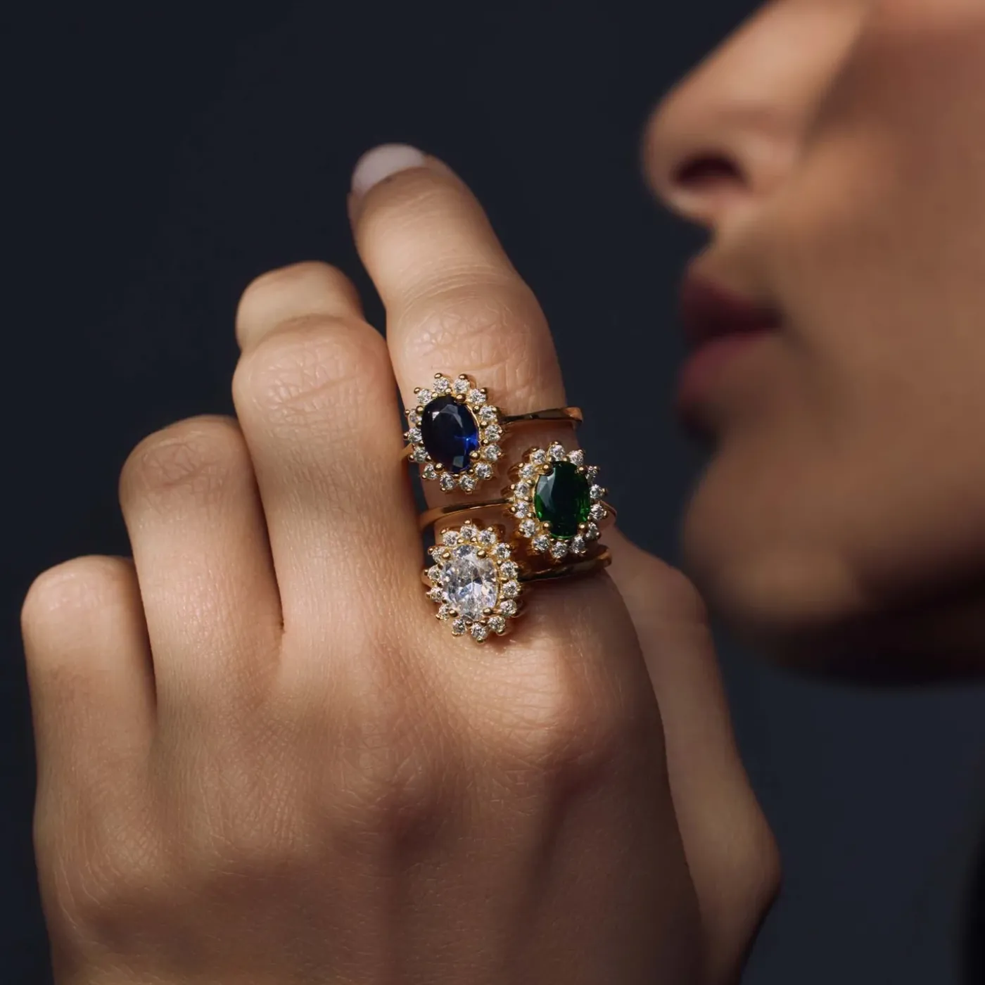 Mia Colore Azure 925 Sterlingsilber vergoldeter Ring mit blauem Zirkoniastein|Parte di Me Online