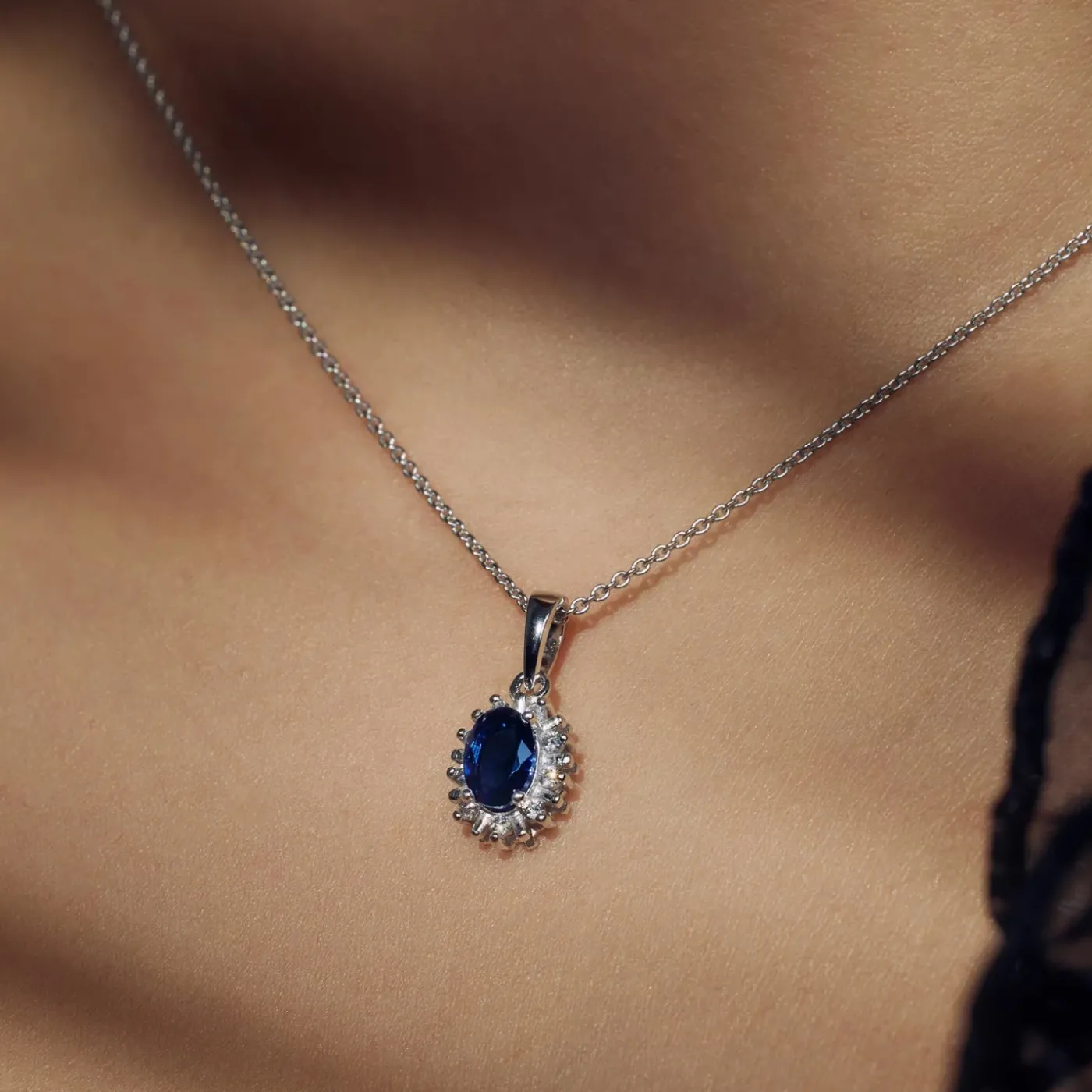 Mia Colore Azure Halskette aus 925er Sterlingsilber mit blauem Zirkoniastein|Parte di Me Clearance