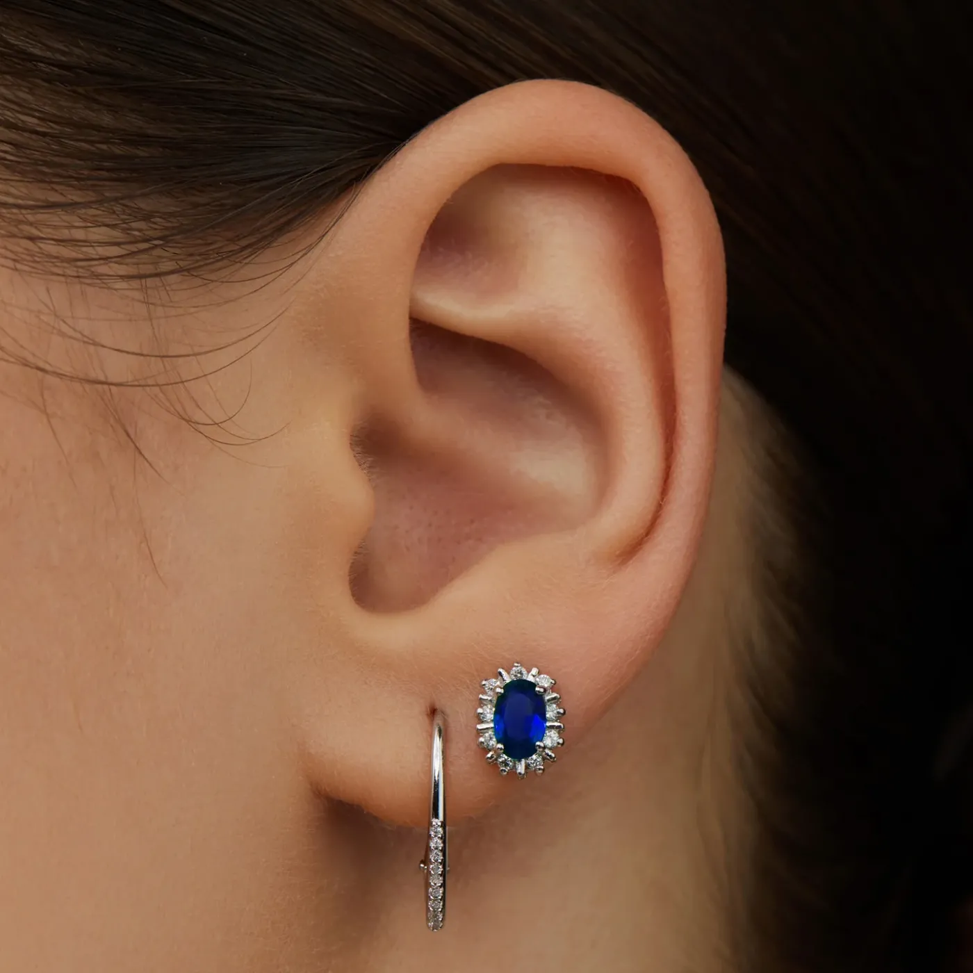 Mia Colore Azure Ohrstecker aus 925er Sterlingsilber mit blauem Zirkoniastein|Parte di Me Outlet