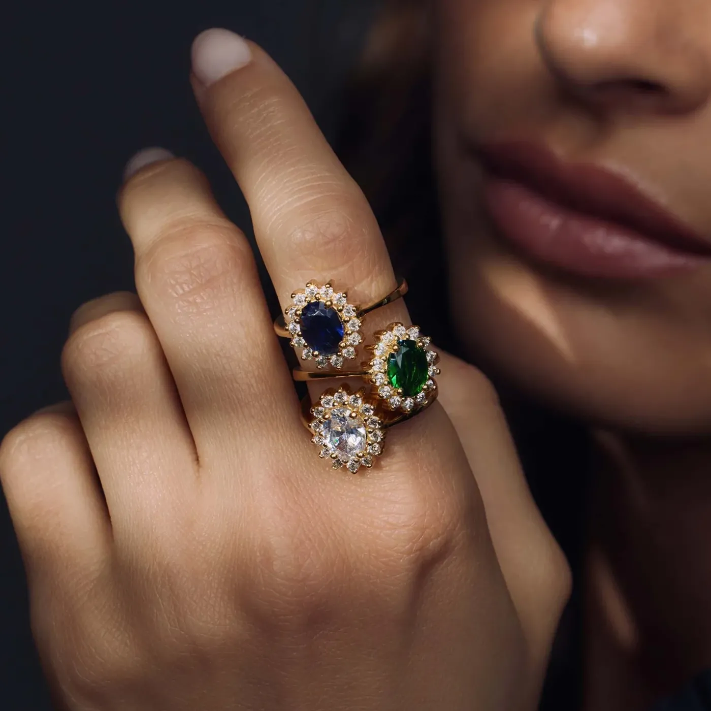 Mia Colore Verdi Ring aus vergoldetem 925er Sterlingsilber mit grünem Zirkoniastein|Parte di Me Online