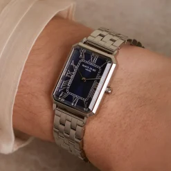 Orologio rechteckige Damenuhr silberfarben und dunkelblau|Parte di Me Fashion