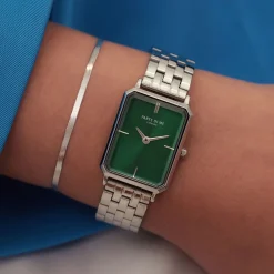 Orologio rechteckige Damenuhr silberfarben und grün|Parte di Me Best