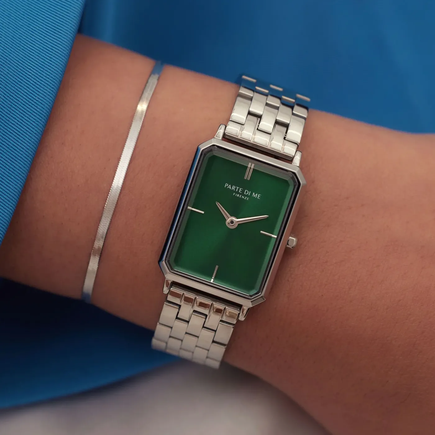 Orologio rechteckige Damenuhr silberfarben und grün|Parte di Me Best