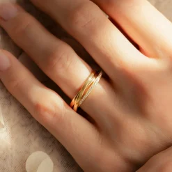 Ponte Vecchio Lanza Ring aus vergoldetem 925er Sterlingsilber mit Zirkoniasteinen|Parte di Me Outlet