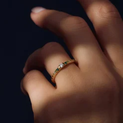 Ring Santa Maria del Fiore 925 Sterlingsilber vergoldet mit farbigen Zirkoniasteinen|Parte di Me Discount