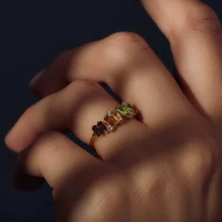 Ring Santa Maria del Fiore 925 Sterlingsilber vergoldet mit farbigen Zirkoniasteinen|Parte di Me Sale