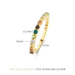 Ring Santa Maria del Fiore 925 Sterlingsilber vergoldet mit farbigen Zirkoniasteinen|Parte di Me Best