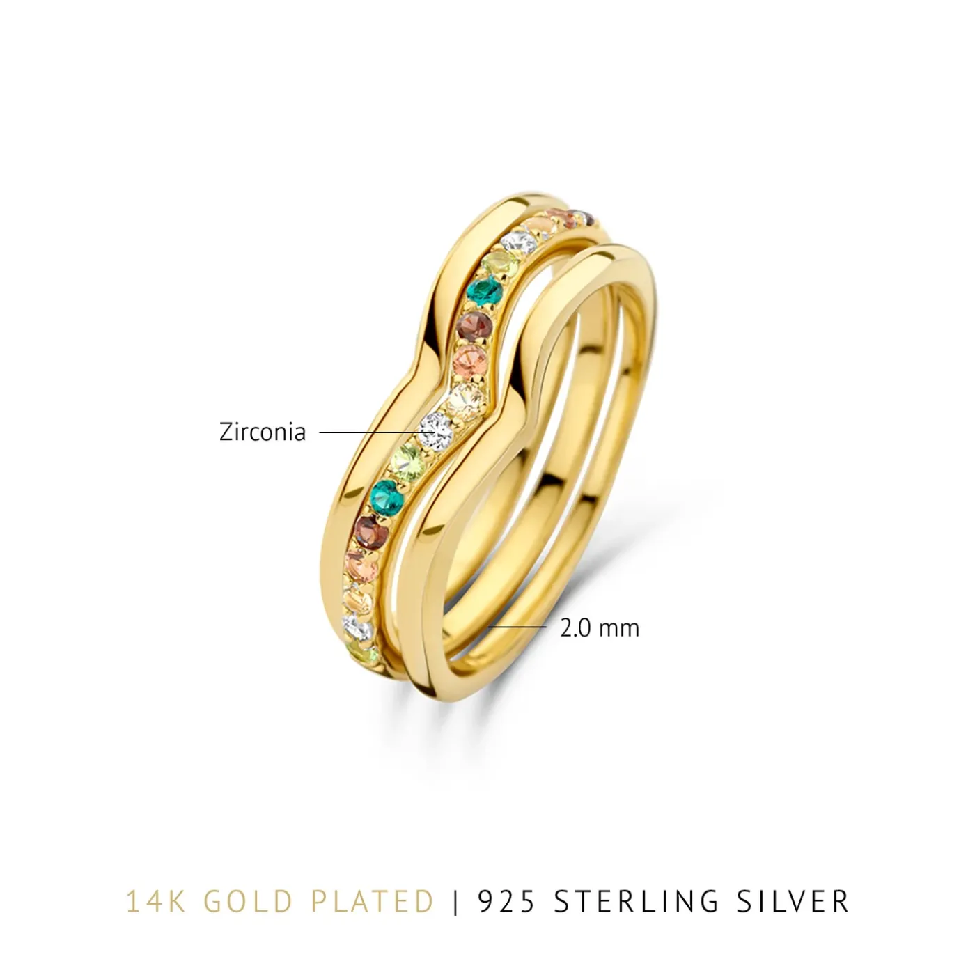 Santa Maria del Fiore 925 Sterlingsilber vergoldete Ringe mit farbigen Zirkoniasteinen|Parte di Me Fashion