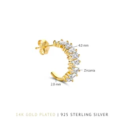 Santa Maria della Base 925 Sterlingsilber vergoldete Ohrringe mit Zirkoniasteinen|Parte di Me New