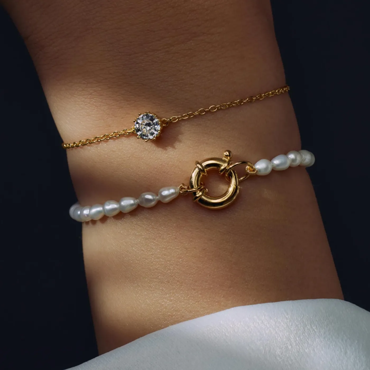 Sorprendimi 925 Sterling Silber vergoldet Halskette und Armband Geschenk-Set mit Süßwasserperlen|Parte di Me Online