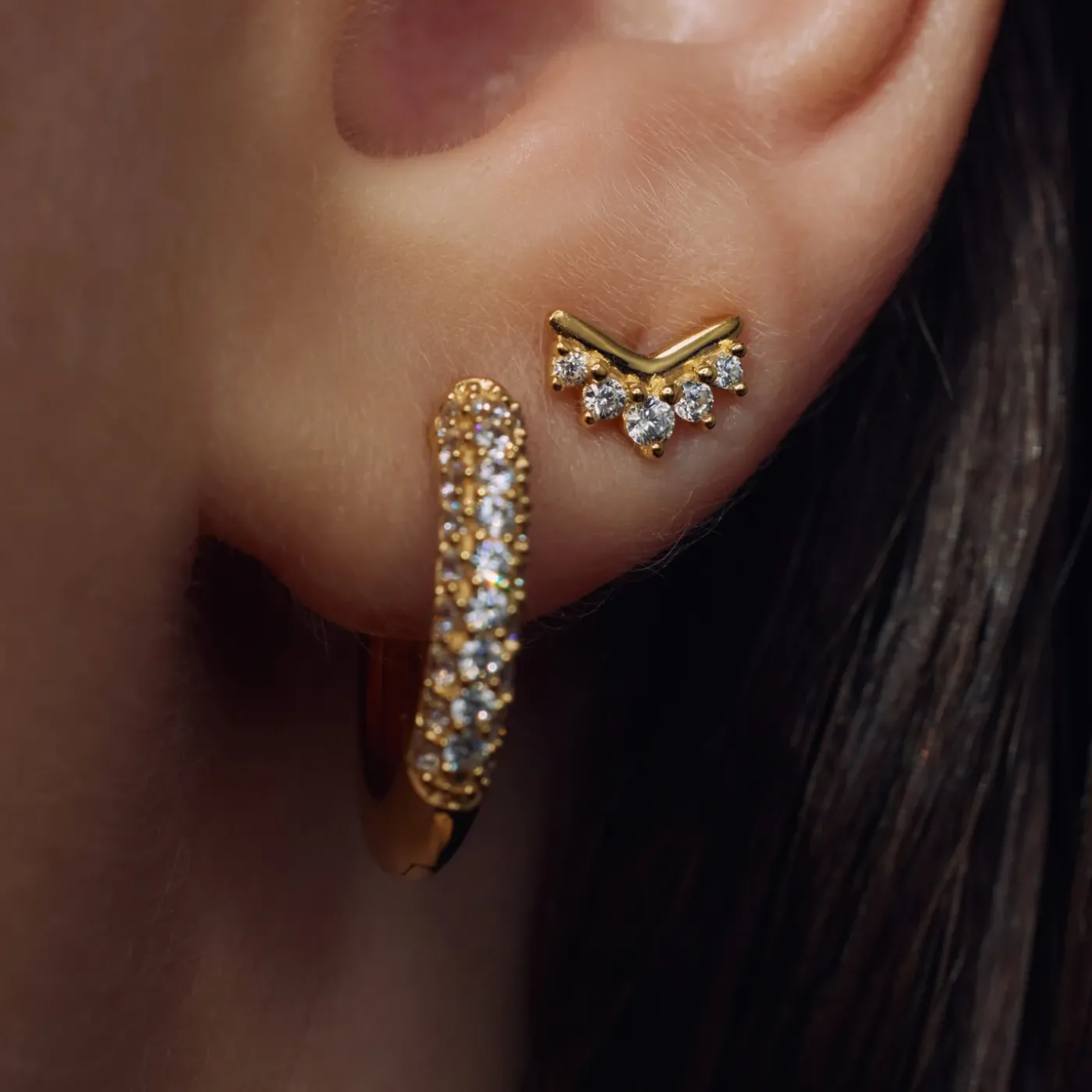 Sorprendimi 925 Sterling Silber vergoldet Ohrringe mit Zirkonia Steine gesetzt|Parte di Me Fashion