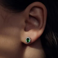 Sorprendimi 925 Sterling Silber Halskette und Ohrstecker Geschenkset mit grünen Zirkonia Steinen|Parte di Me Sale