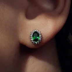 Sorprendimi 925 Sterling Silber Halskette und Ohrstecker Geschenkset mit grünen Zirkonia Steinen|Parte di Me Sale