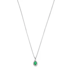 Sorprendimi 925 Sterling Silber Halskette und Ohrstecker Geschenkset mit grünen Zirkonia Steinen|Parte di Me Sale