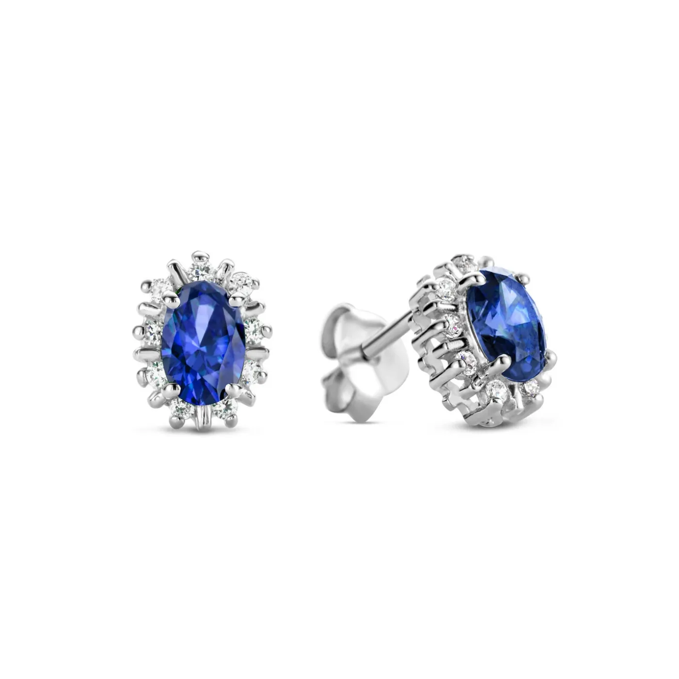 Sorprendimi 925 Sterling Silber Halskette und Ohrstecker Geschenk-Set mit blauen Zirkonia Stein|Parte di Me Discount