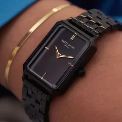 Sorprendimi schwarze Uhr und 925 Sterling Silber vergoldetes Armband|Parte di Me Fashion